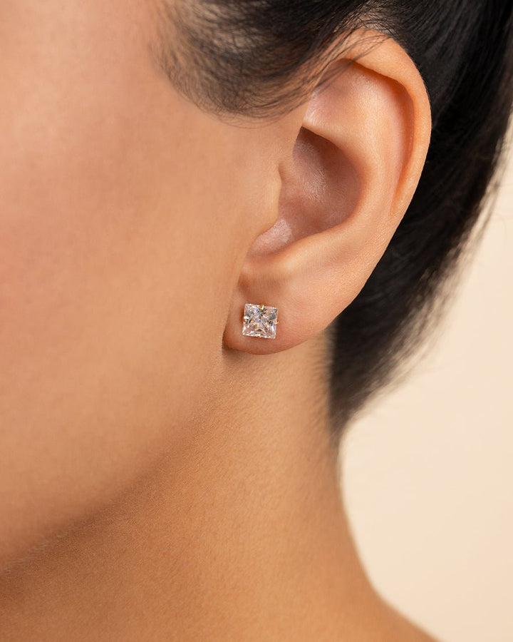Princess Cut Prong Set Stud Earrings