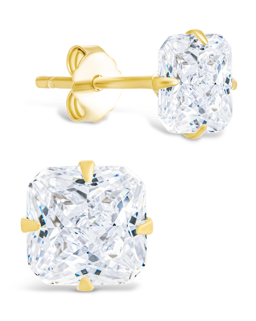 Radiant Cut Prong Set Stud Earrings