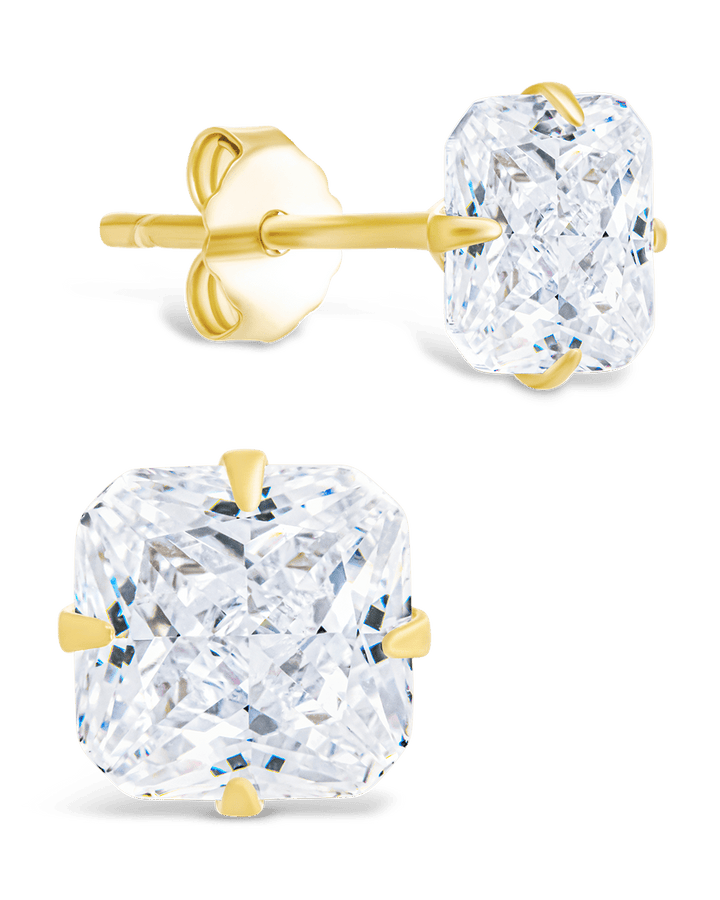 Radiant Cut Prong Set Stud Earrings