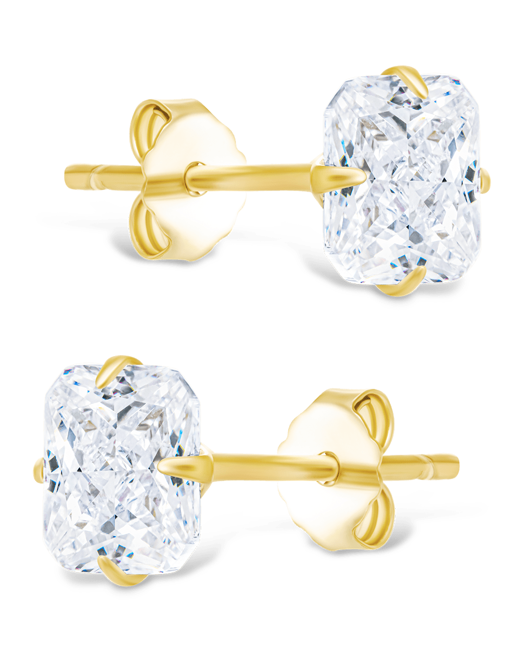 Radiant Cut Prong Set Stud Earrings