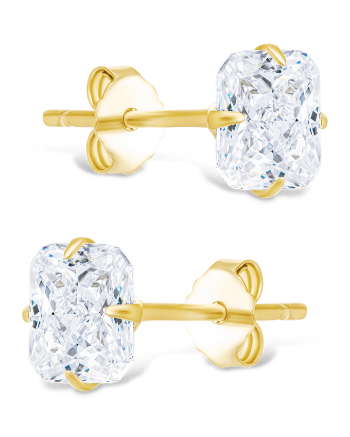 Radiant Cut Prong Set Stud Earrings