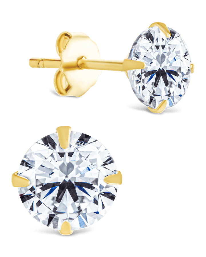 Round Cut Prong Set Stud Earrings