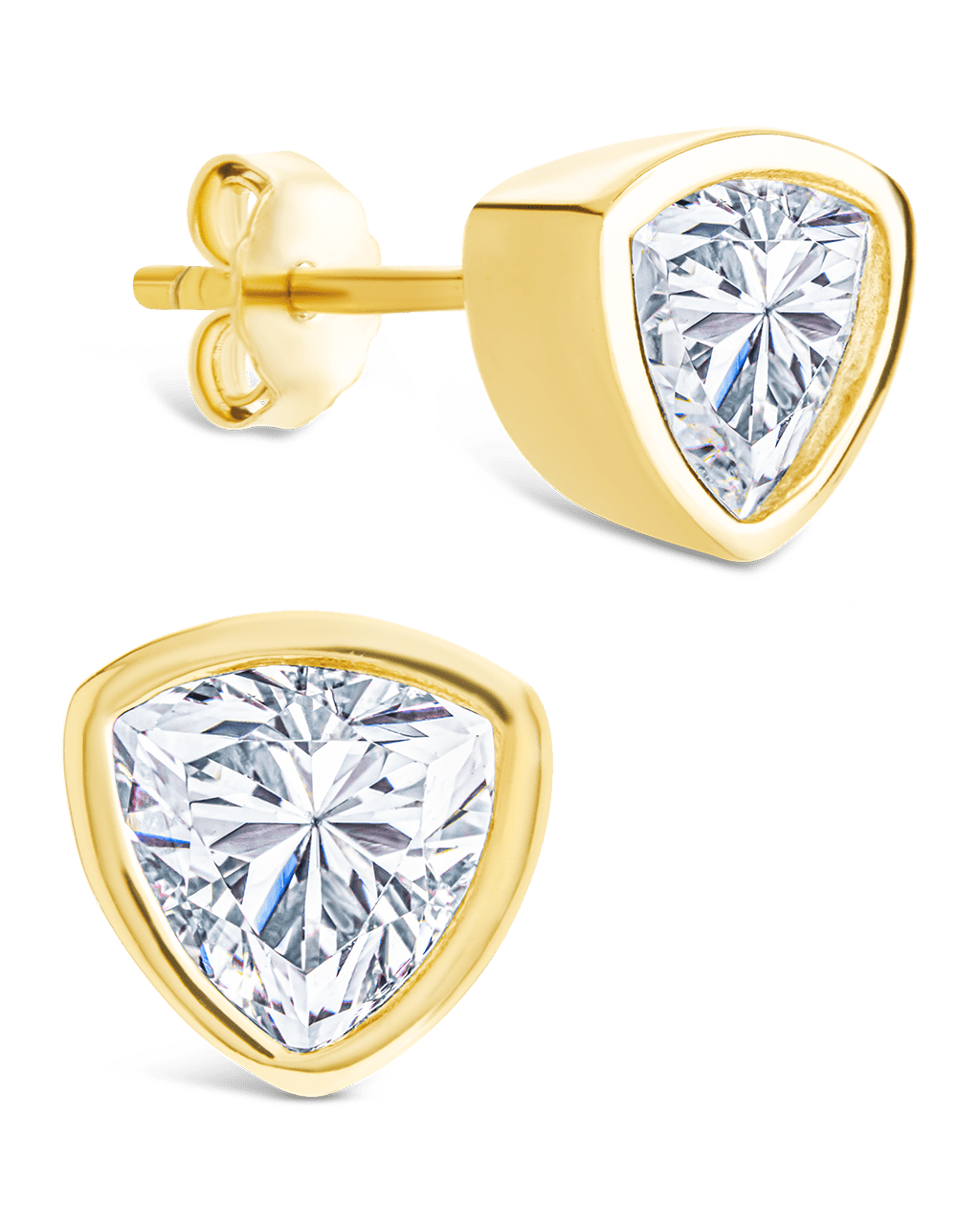 Trillion Cut Bezel Set Stud Earrings