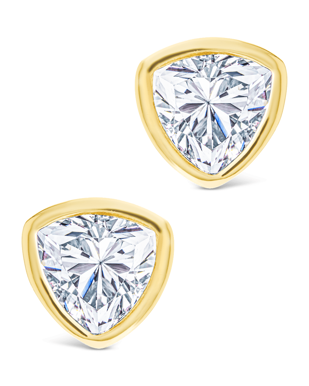 Trillion Cut Bezel Set Stud Earrings