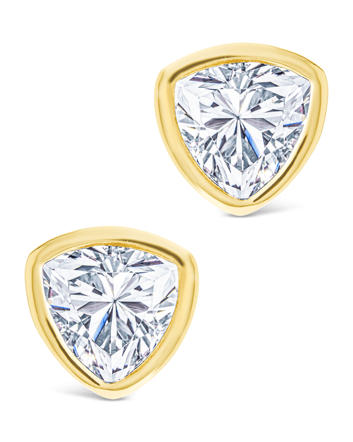 Trillion Cut Bezel Set Stud Earrings