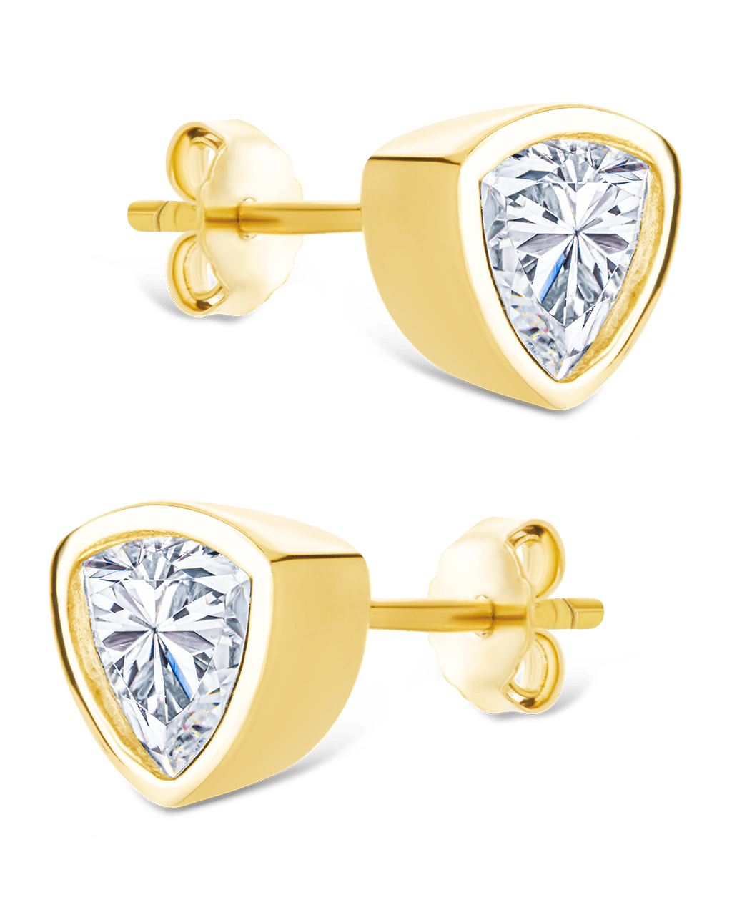 Trillion Cut Bezel Set Stud Earrings