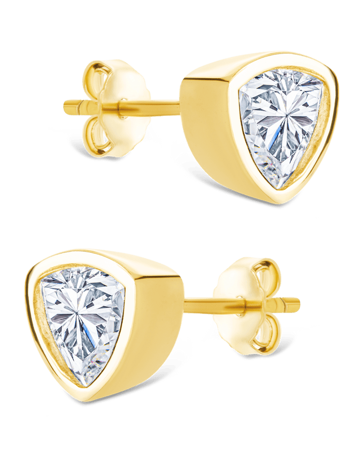 Trillion Cut Bezel Set Stud Earrings