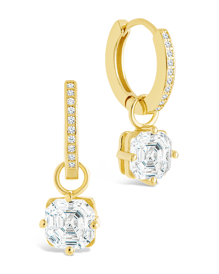 Augusta Asscher Cut CZ Dangle Micro Hoops