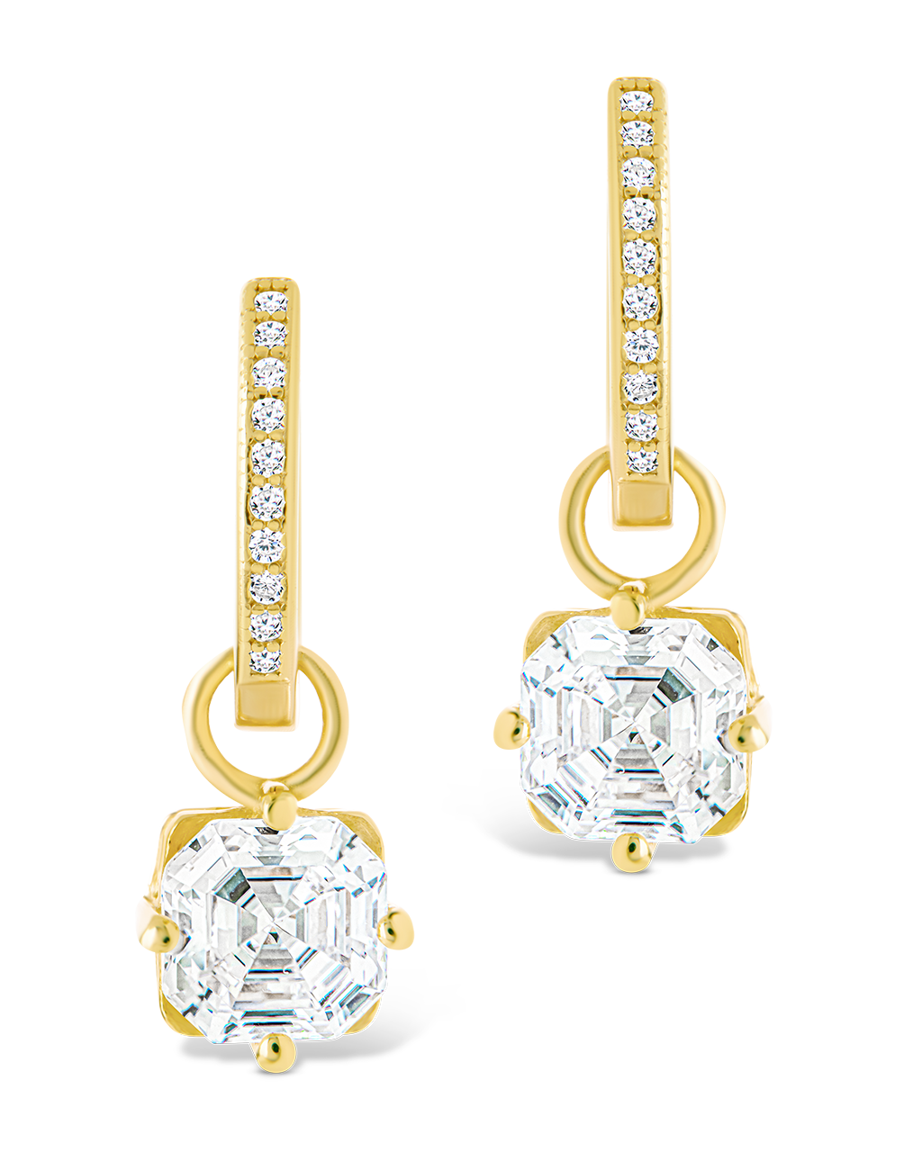 Augusta Asscher Cut CZ Dangle Micro Hoops