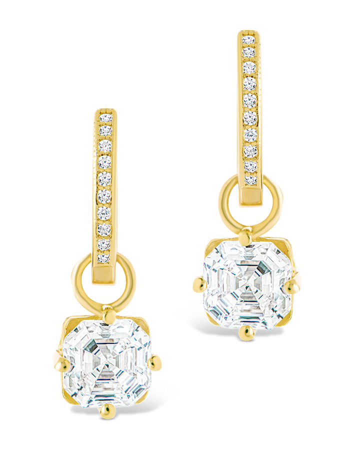 Augusta Asscher Cut CZ Dangle Micro Hoops