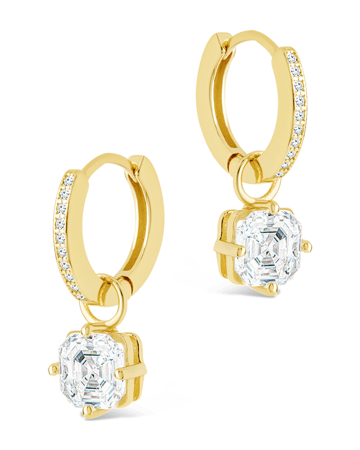 Augusta Asscher Cut CZ Dangle Micro Hoops