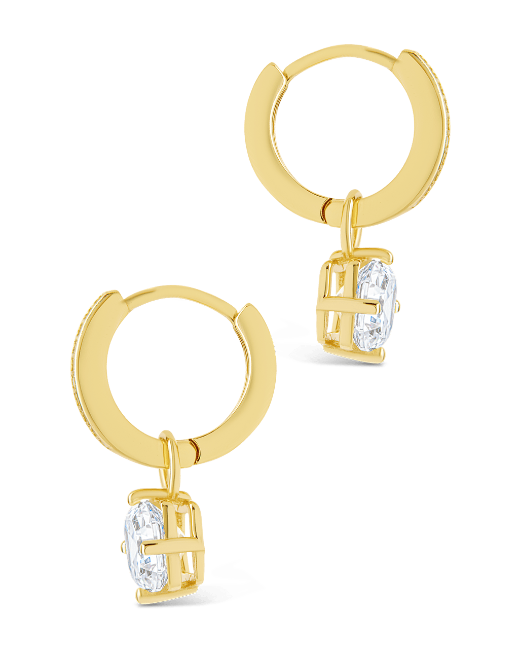 Augusta Asscher Cut CZ Dangle Micro Hoops