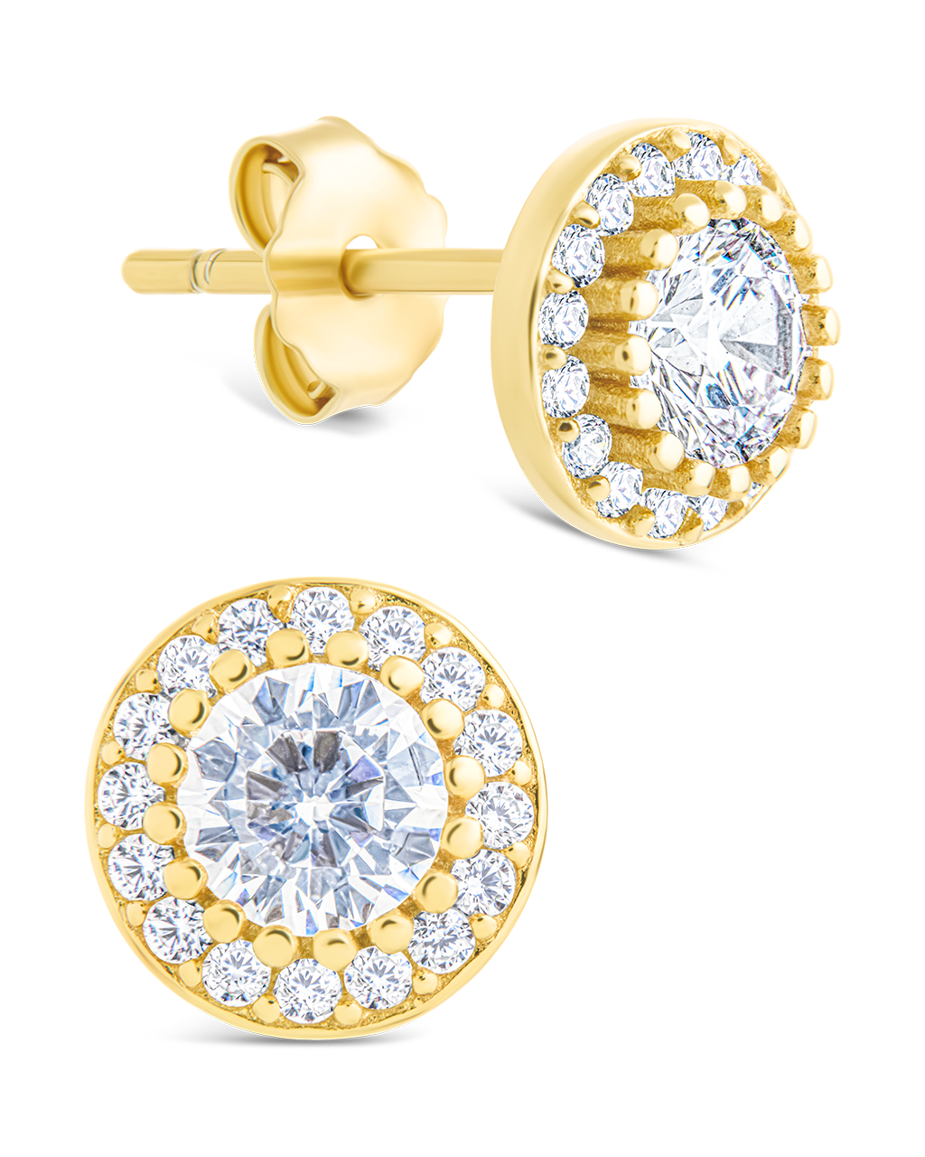 Round Cut Brilliant Halo Studs