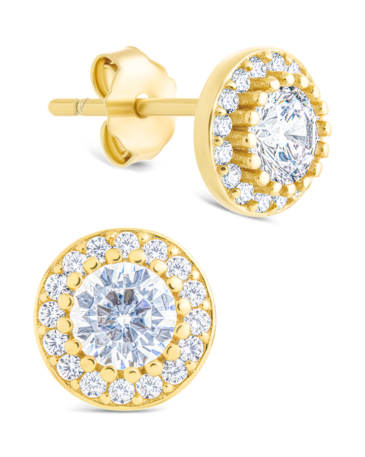 Round Cut Brilliant Halo Studs