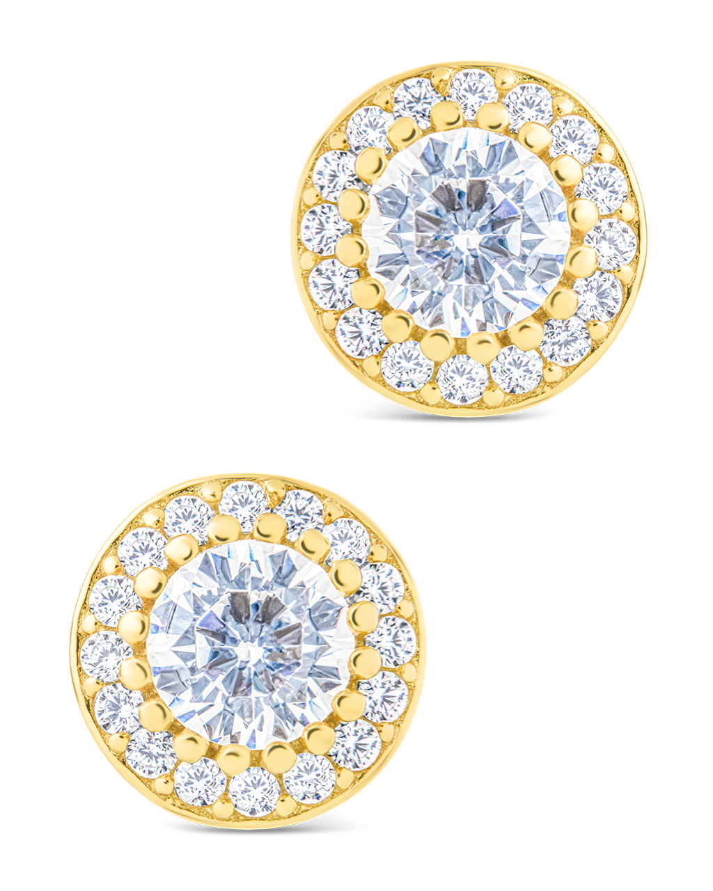 Round Cut Brilliant Halo Studs