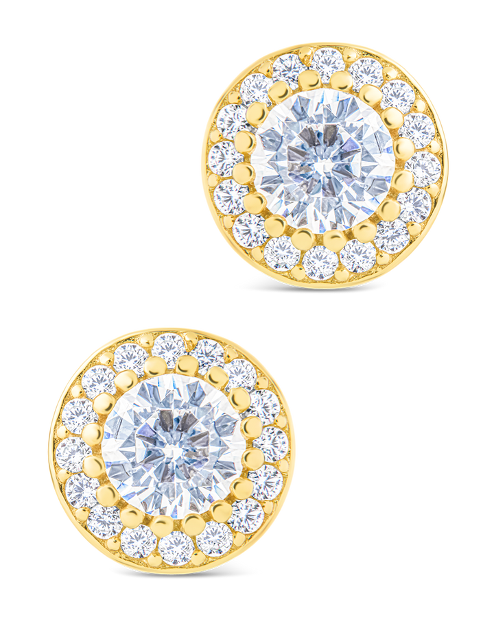 Round Cut Brilliant Halo Studs