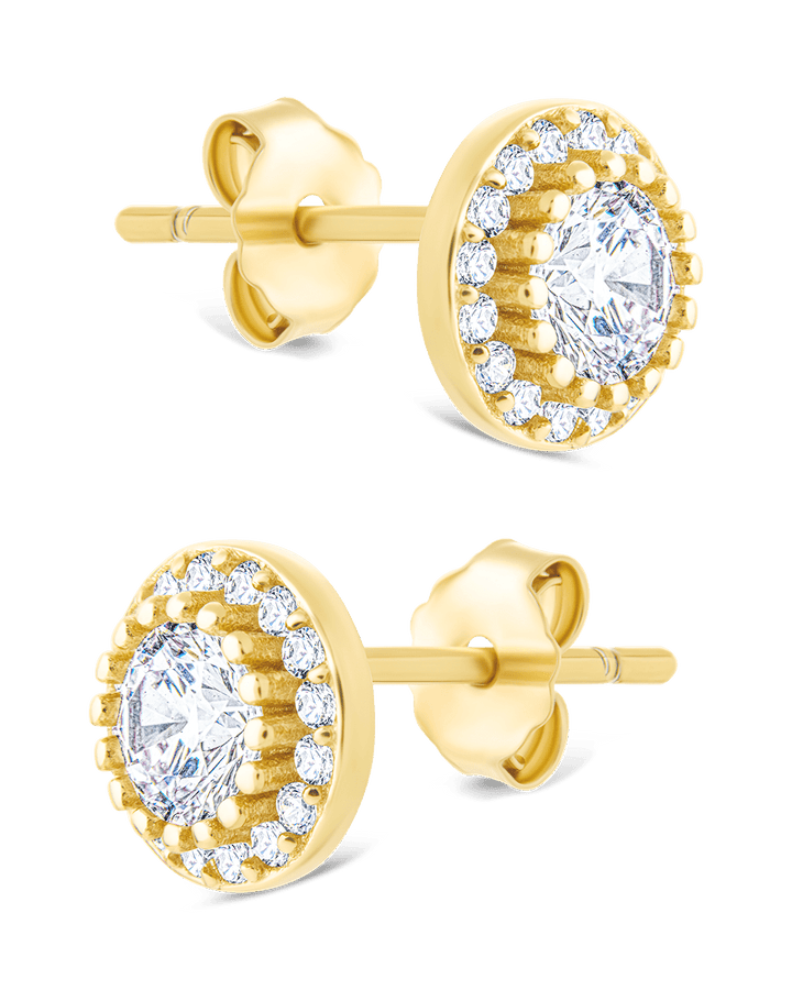 Round Cut Brilliant Halo Studs