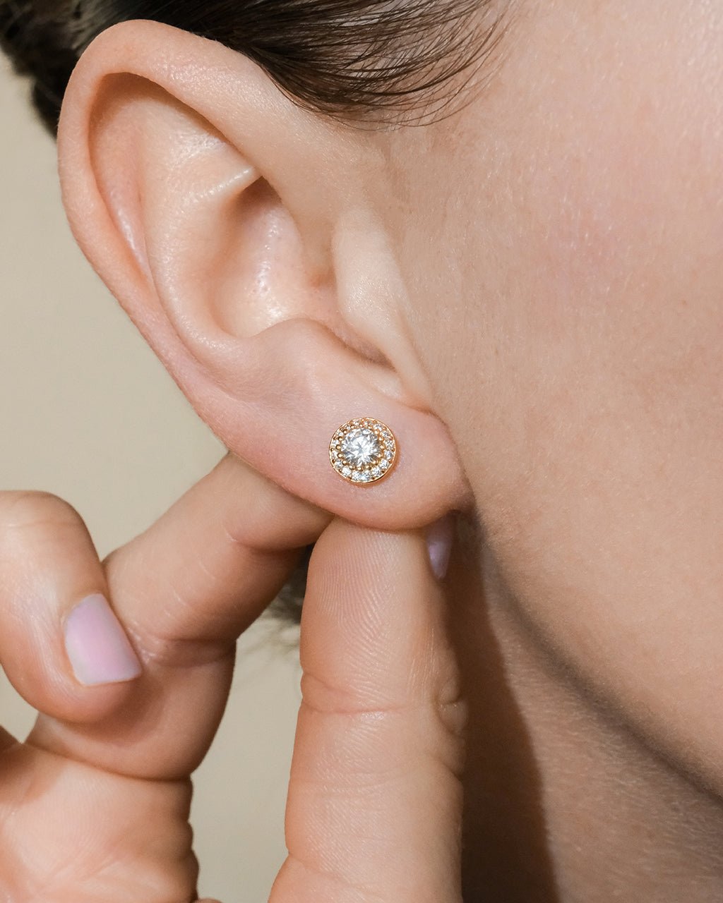 Round Cut Brilliant Halo Studs