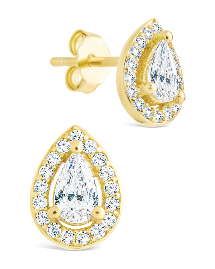 Pear Cut Brilliant Halo Studs