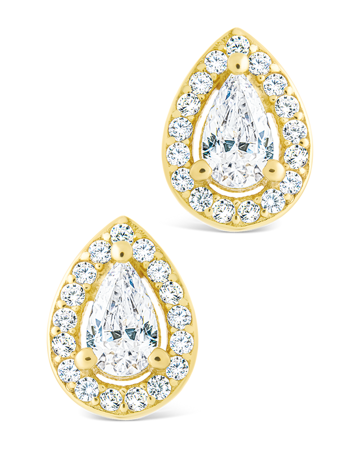 Pear Cut Brilliant Halo Studs