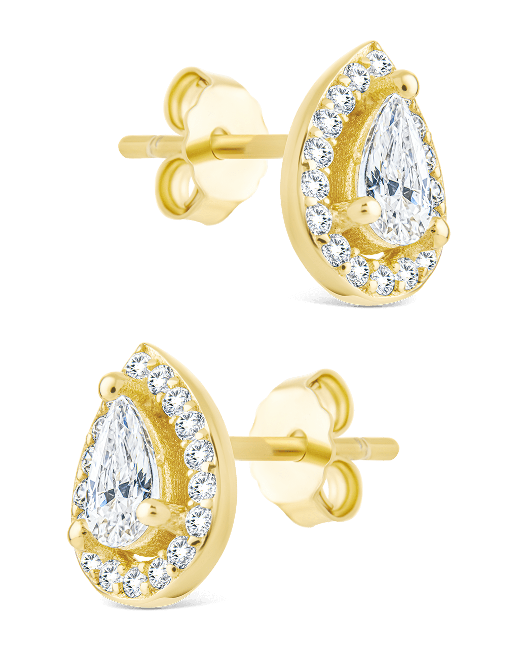 Pear Cut Brilliant Halo Studs