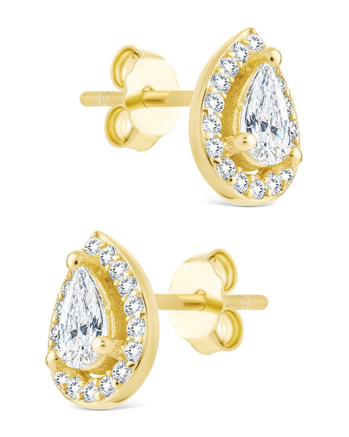 Pear Cut Brilliant Halo Studs