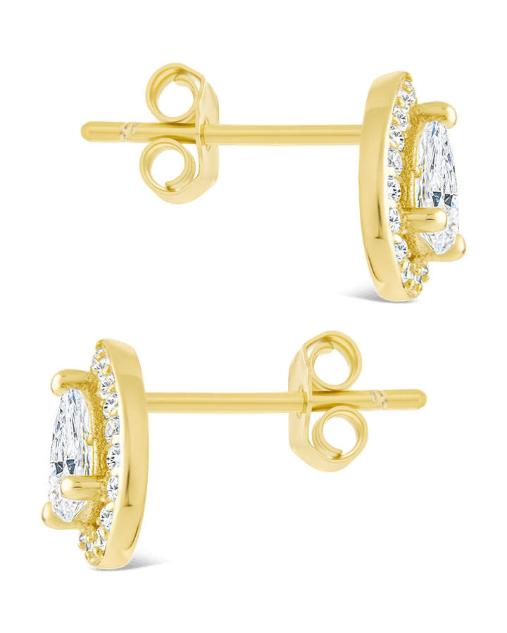 Pear Cut Brilliant Halo Studs
