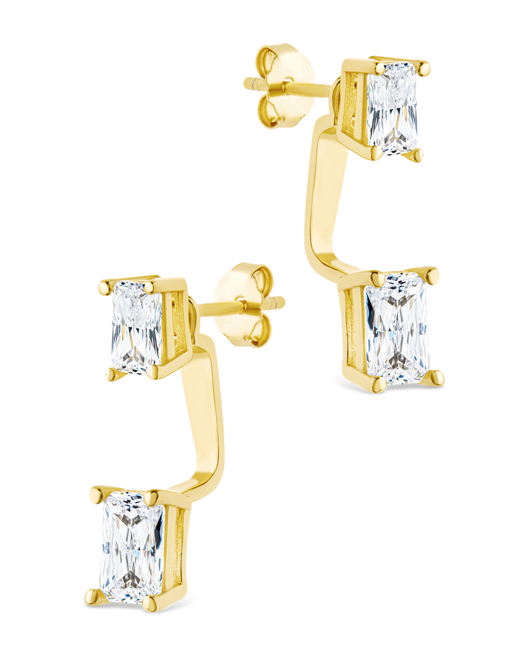 Sterling Silver Emerald Cut Duo Jackets