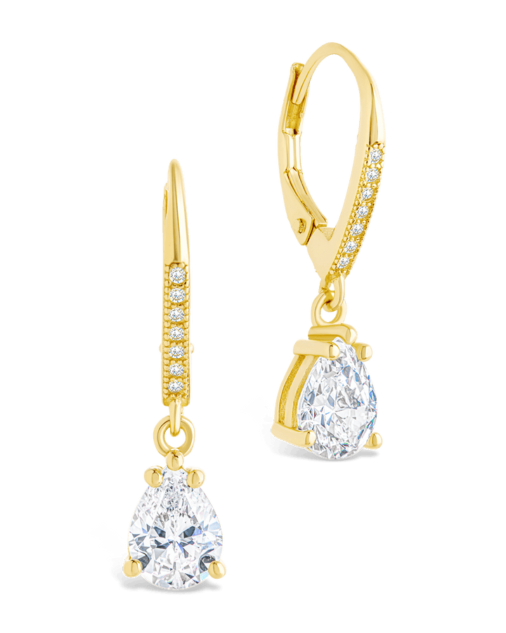 Angelica Pear Cut CZ French Clip Earrings