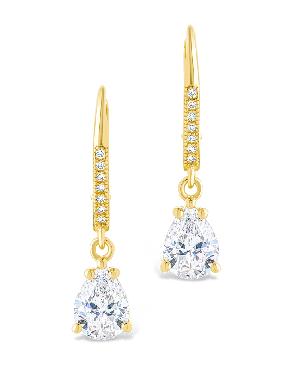 Angelica Pear Cut CZ French Clip Earrings
