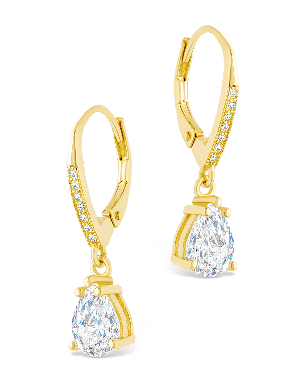 Angelica Pear Cut CZ French Clip Earrings