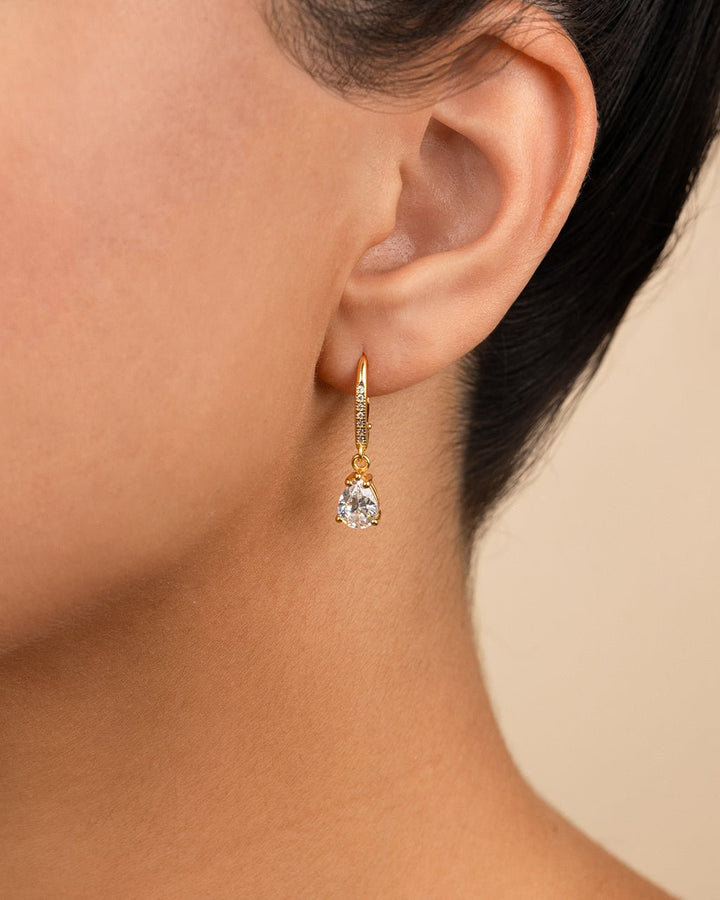 Angelica Pear Cut CZ French Clip Earrings