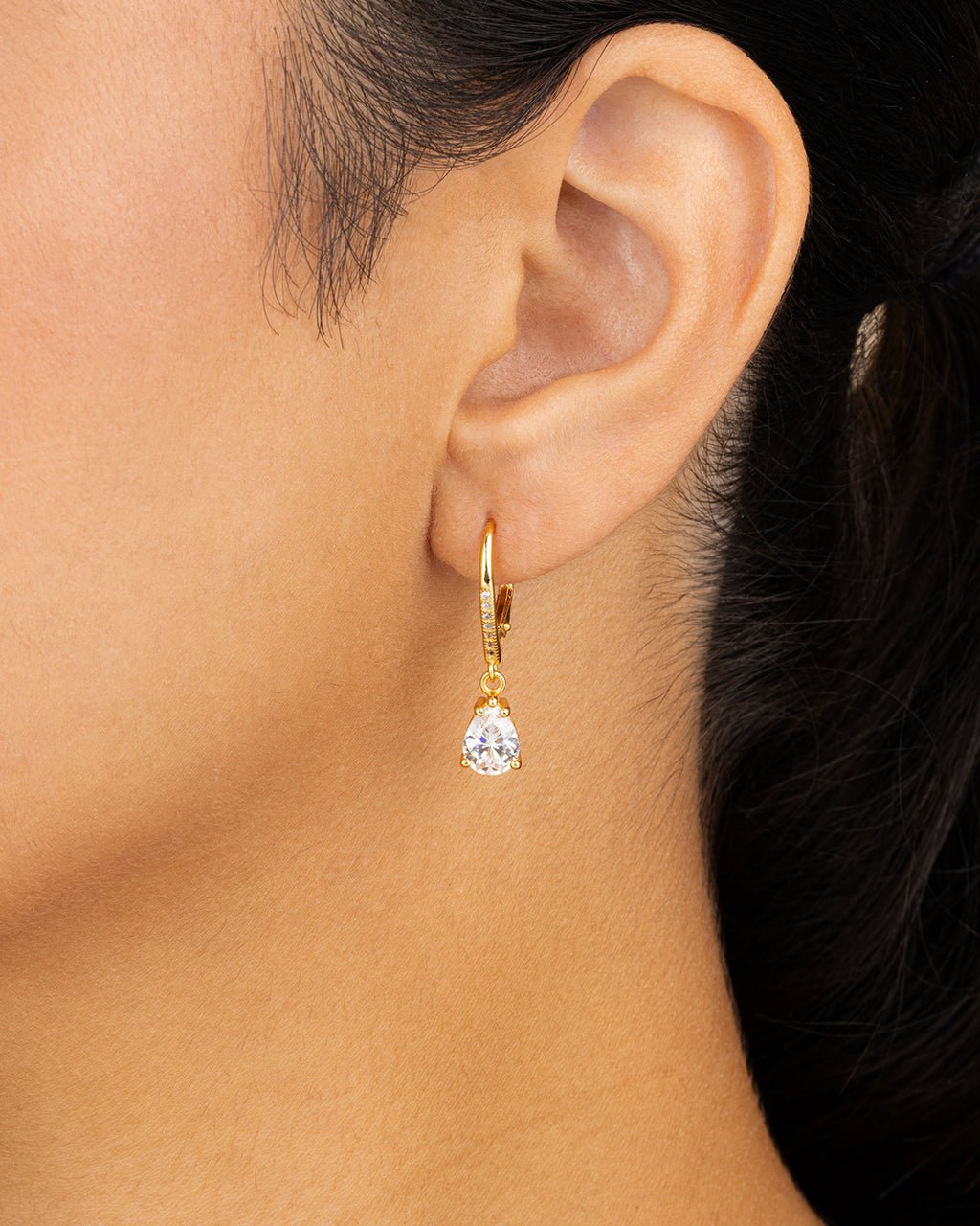 Angelica Pear Cut CZ French Clip Earrings