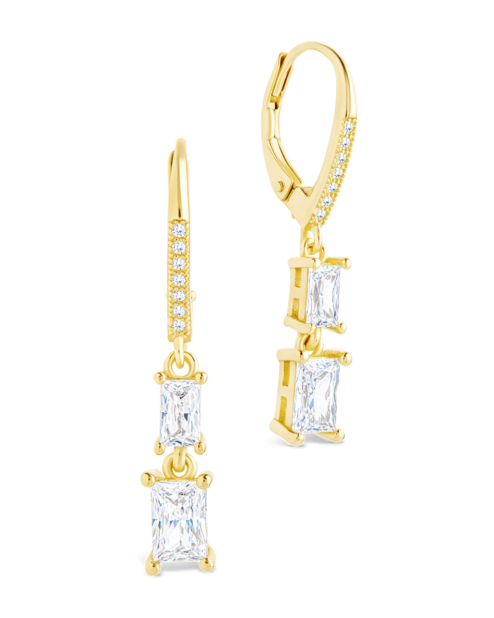 Eulalia Emerald Cut CZ French Clip Earrings