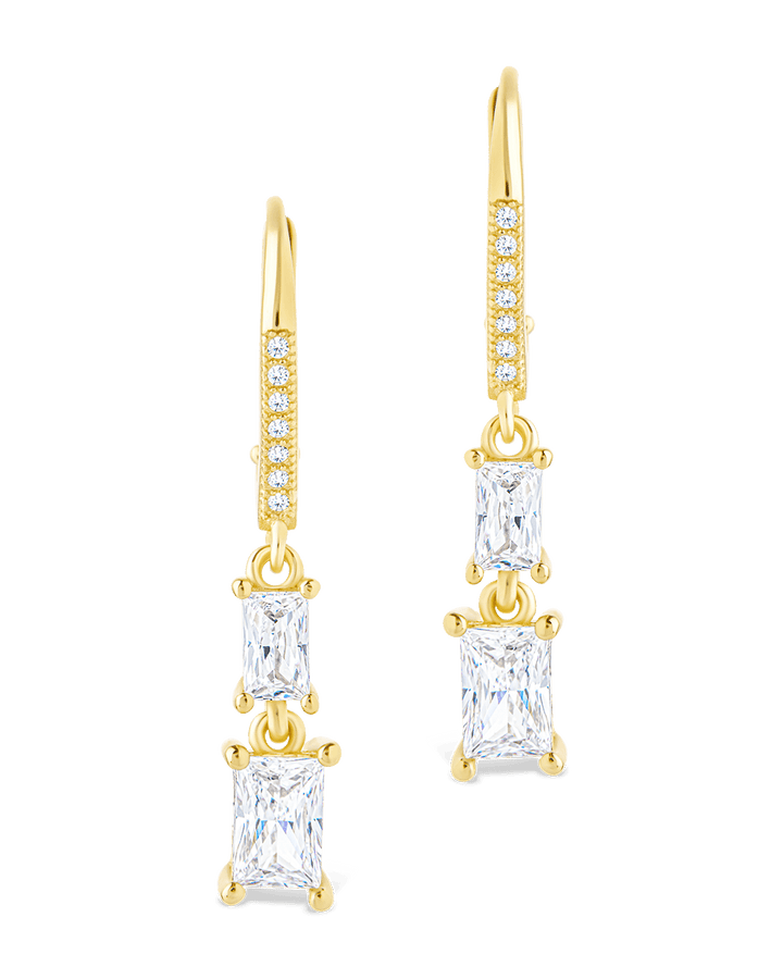 Eulalia Emerald Cut CZ French Clip Earrings