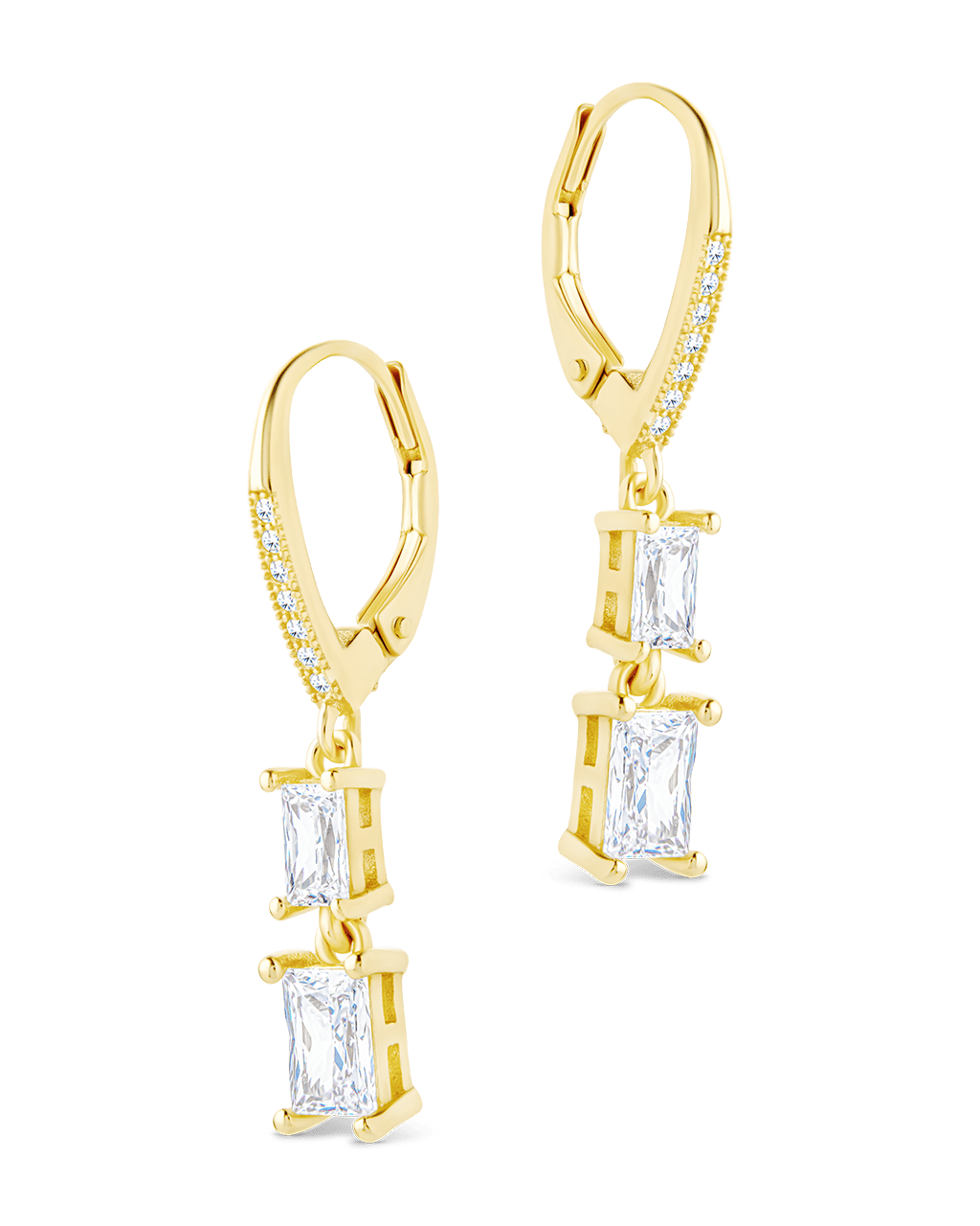 Eulalia Emerald Cut CZ French Clip Earrings
