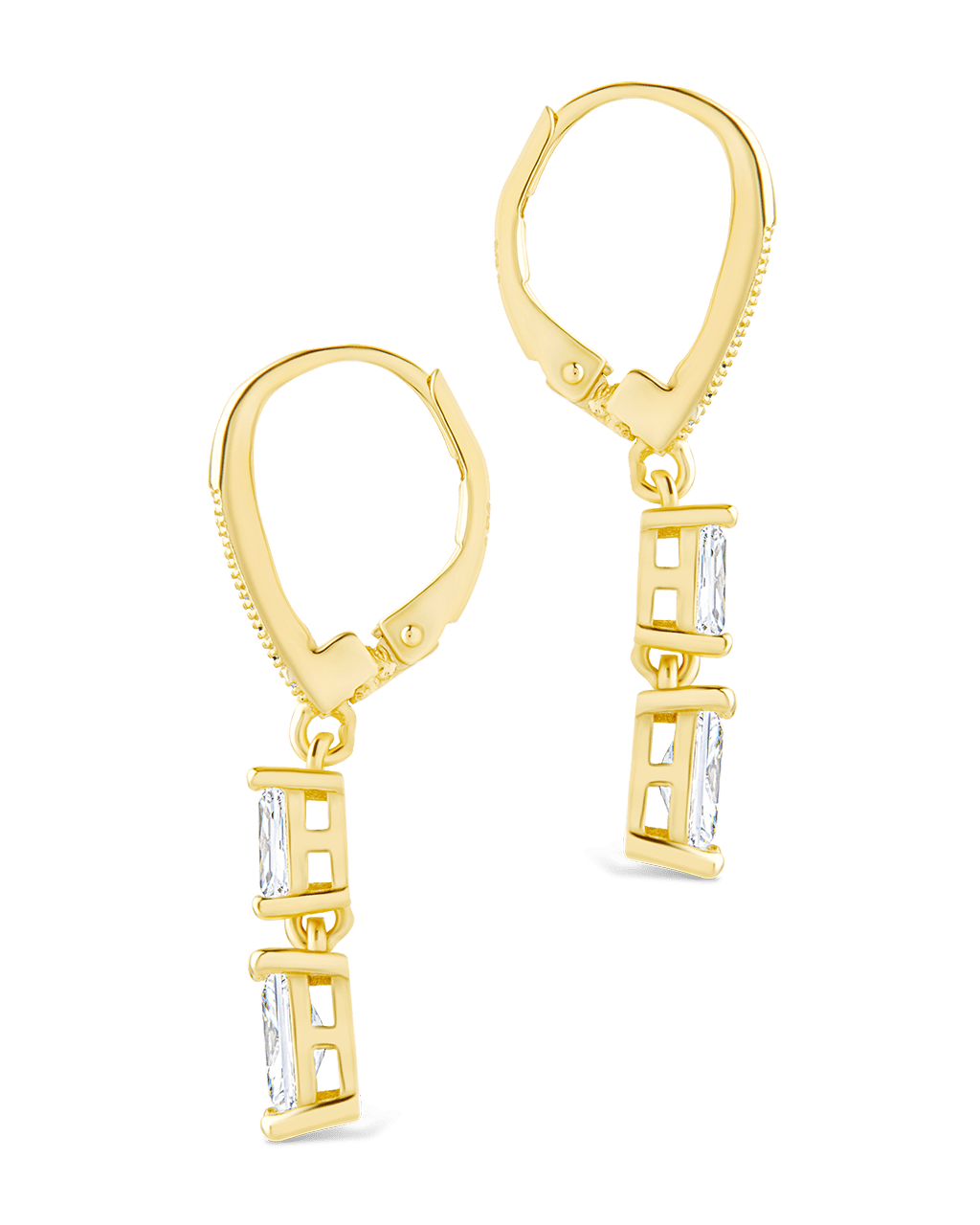 Eulalia Emerald Cut CZ French Clip Earrings
