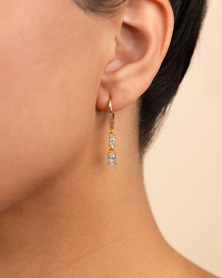 Liesel Oval Cut CZ French Clip Earrings