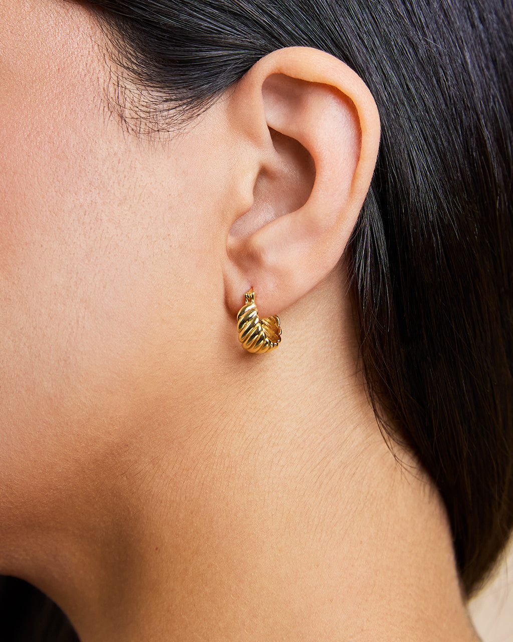 Croissant Dome Hoop Earrings