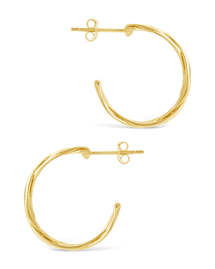 Sterling Silver Janet Ribbed Hoop Earrings