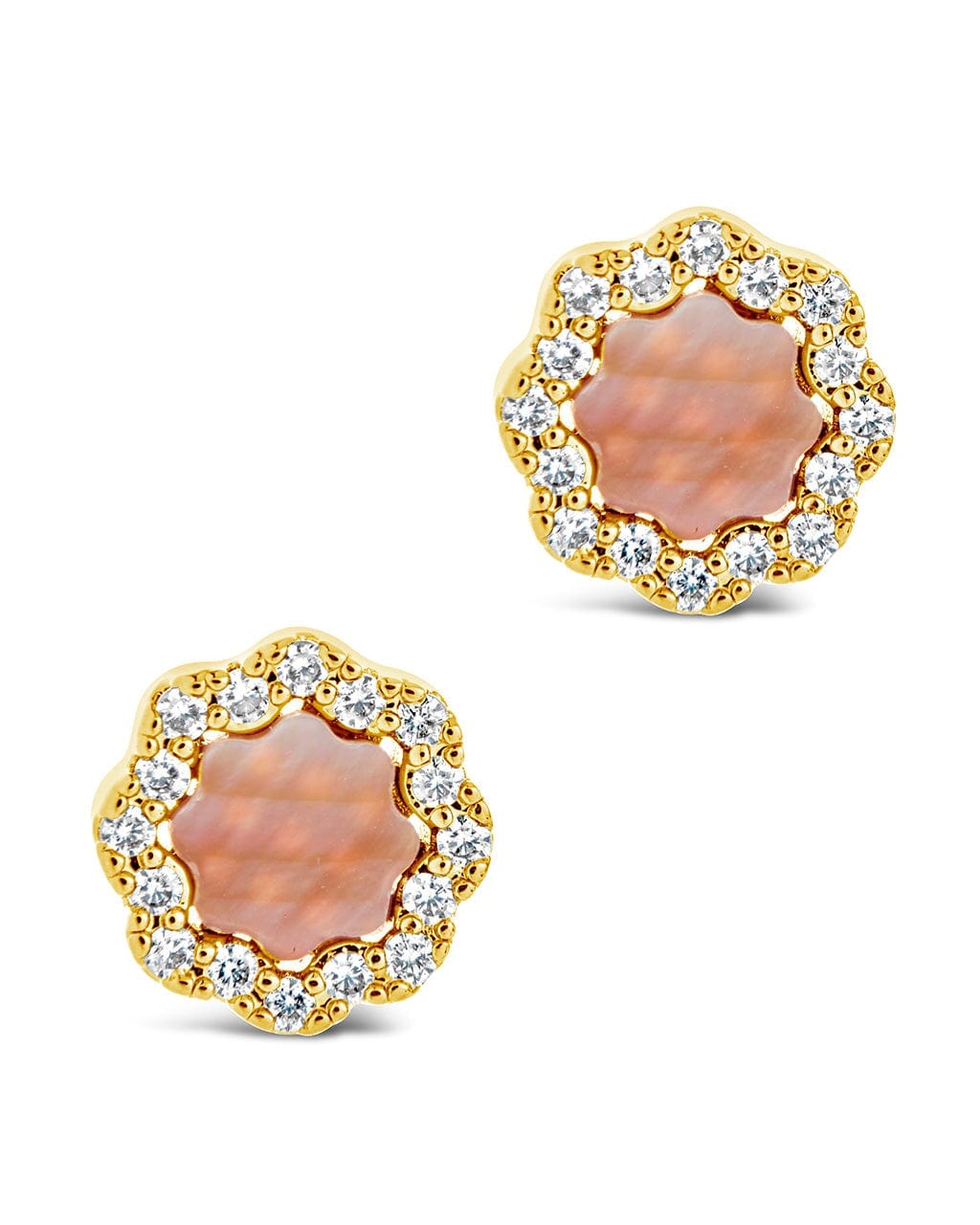 Bezel Frame Rose Petal Stud Earrings