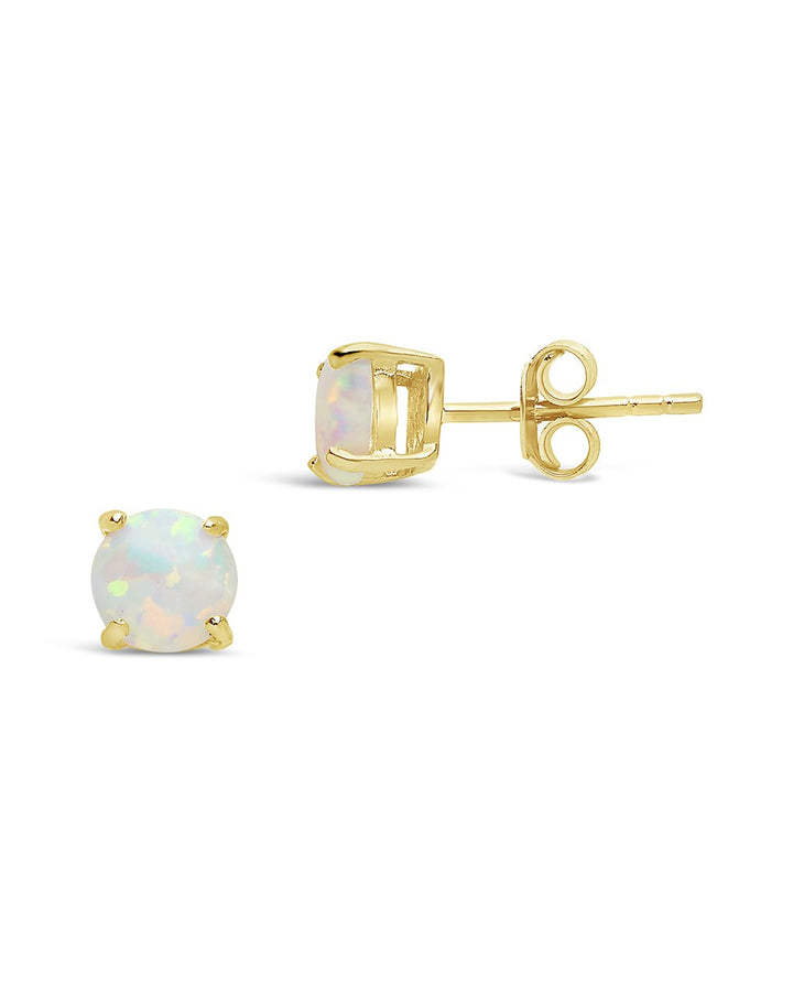 Opal Earring Studs - In SIlver or 14K Gold Plated - 6mm