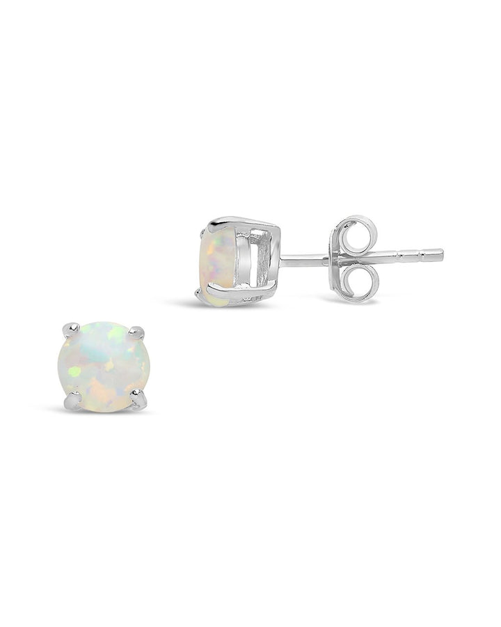 Opal Earring Studs - In SIlver or 14K Gold Plated - 6mm