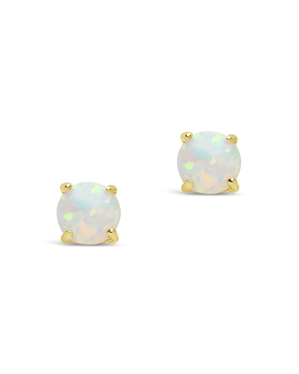 Opal Earring Studs - In SIlver or 14K Gold Plated - 6mm