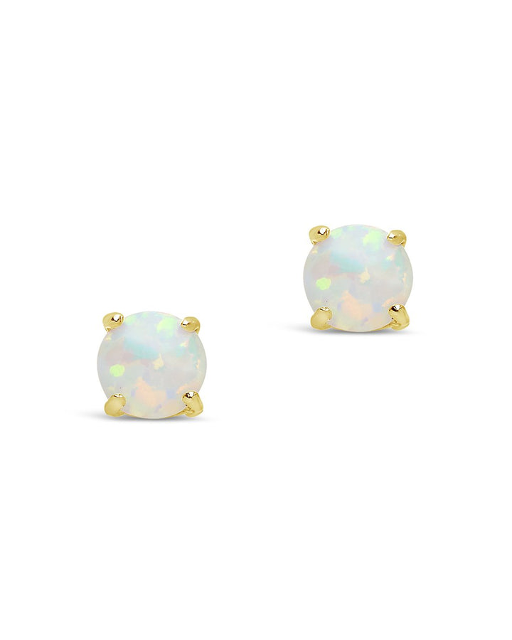 Opal Earring Studs - In SIlver or 14K Gold Plated - 6mm