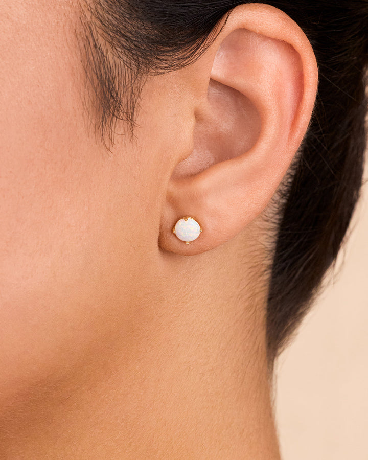 Opal Earring Studs - In SIlver or 14K Gold Plated - 6mm