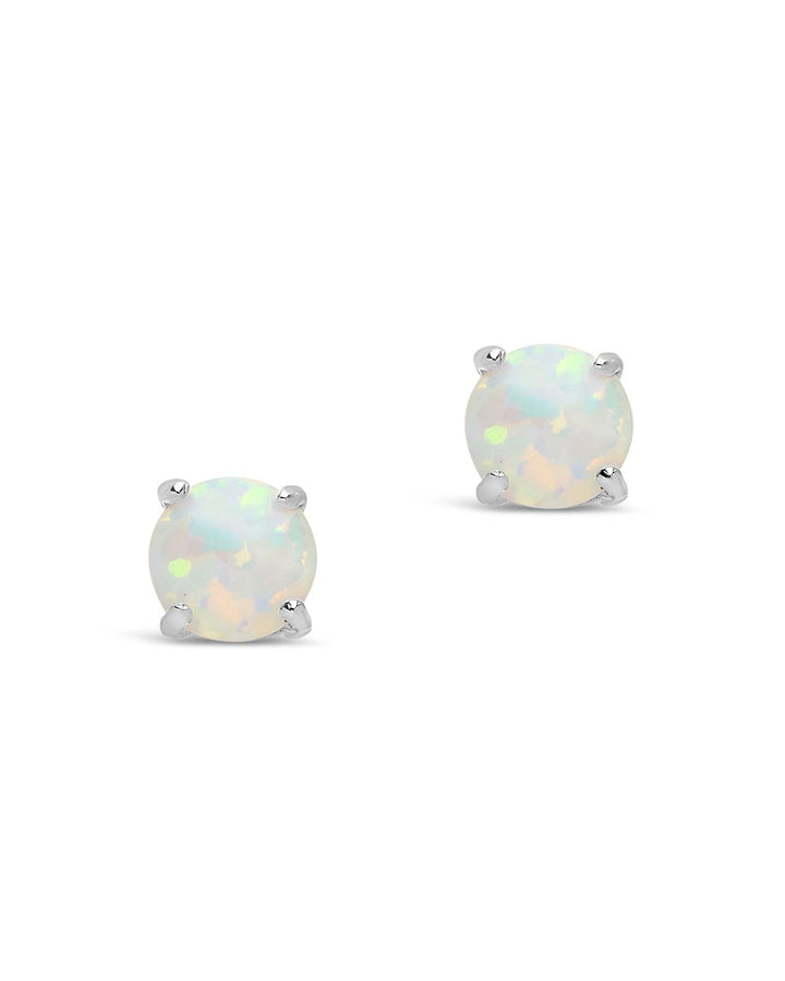 Opal Earring Studs - In SIlver or 14K Gold Plated - 6mm