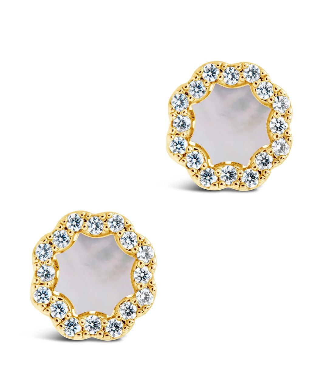 Bezel Frame Rose Petal Stud Earrings