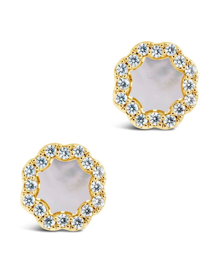 Bezel Frame Rose Petal Stud Earrings