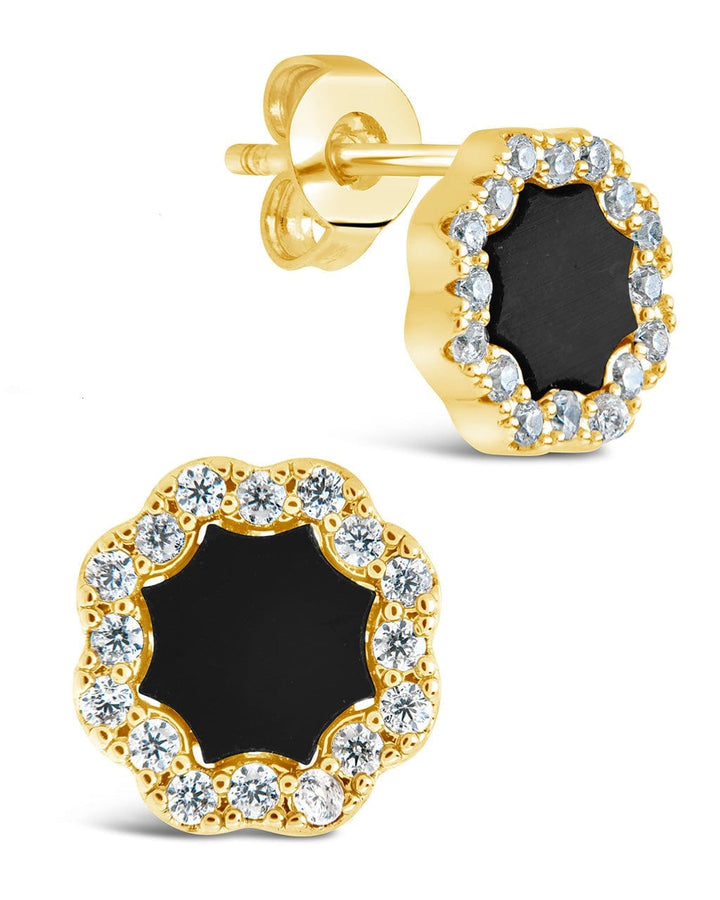 Bezel Frame Rose Petal Stud Earrings